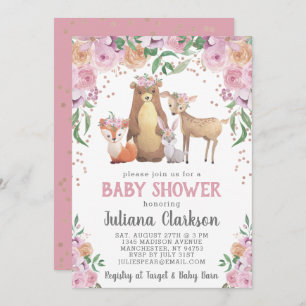 Woodland Floral Baby Shower Invitation
