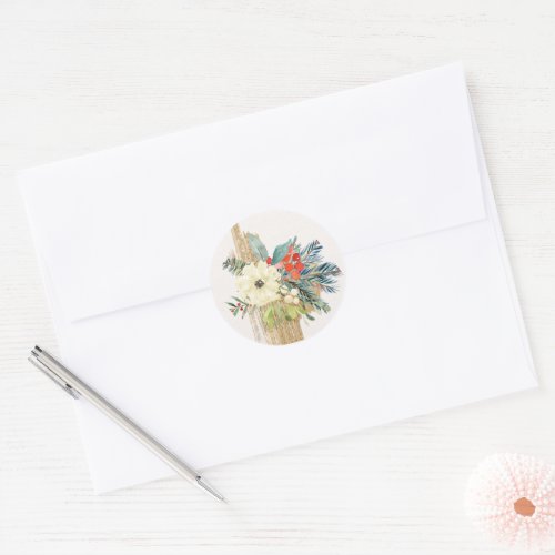 Woodland Floral Bouquet Classic Round Sticker