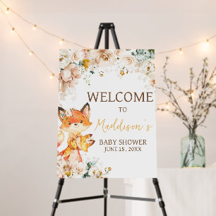 Woodland Floral Fox Baby Shower Welcome Sign