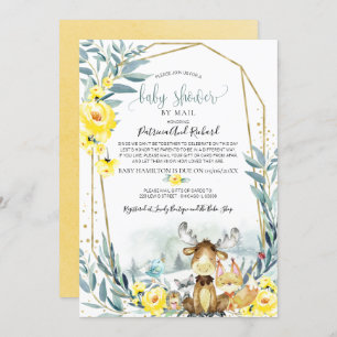 Woodland Floral Greenery Baby Shower By Mail Invitation