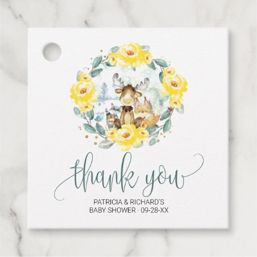 Woodland Floral Greenery Baby Shower Thank You Favor Tags