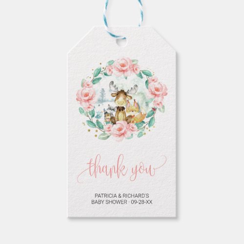 Woodland Floral Greenery Baby Shower Thank You Gift Tags