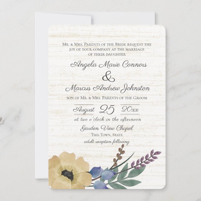 Woodland Floral Invitation (Front)