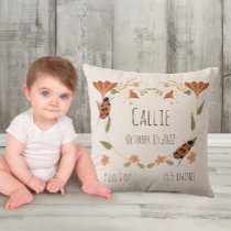 Woodland Floral Ladybug Nursery Baby Birth Throw Pillow