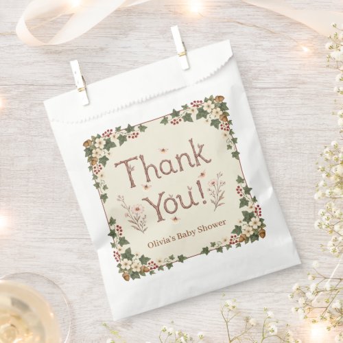 Woodland Floral Thank You Baby Shower Favor Bags