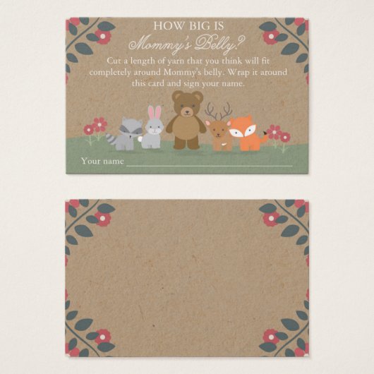 Woodland Florals Baby Shower Mommy's Belly Game (Front & Back)