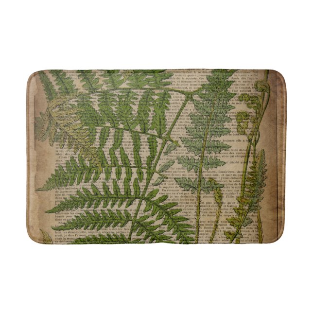 woodland foliage french botanical print fern bath mat (Front)