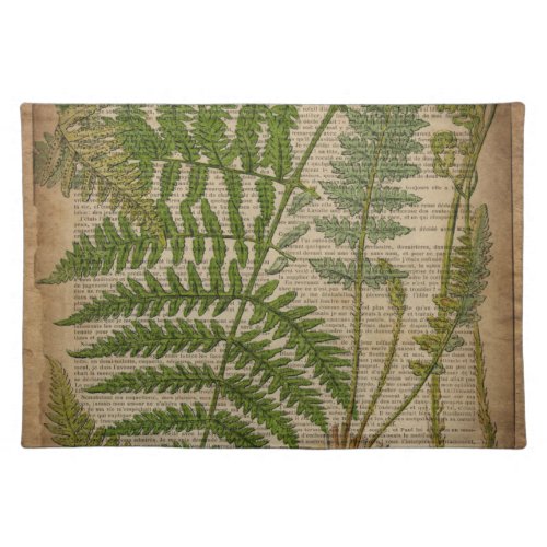 woodland foliage french botanical print fern cloth placemat