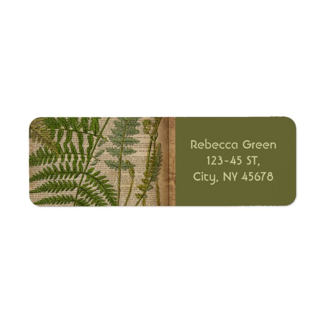 woodland foliage french botanical print fern label (Front)