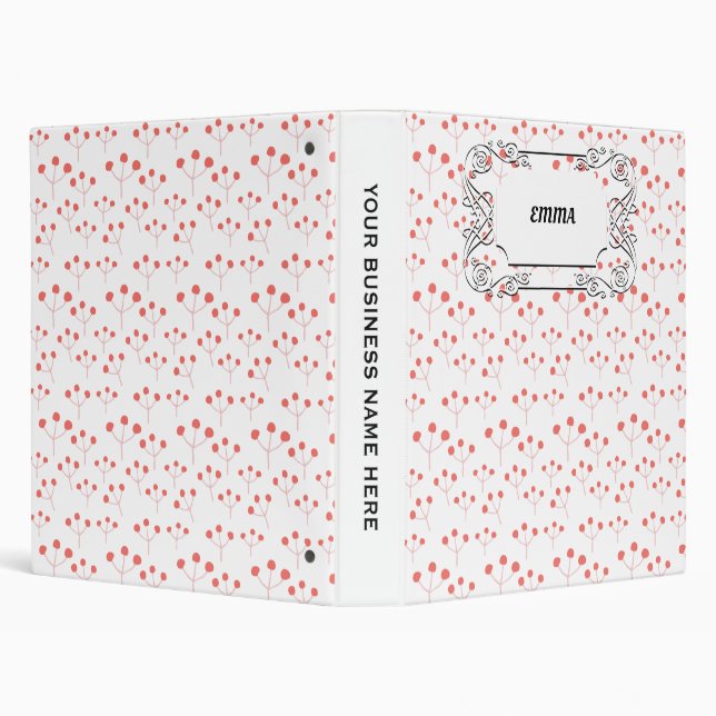 Woodland Foliage Nature Red Berries Pattern 3 Ring Binder (Background)