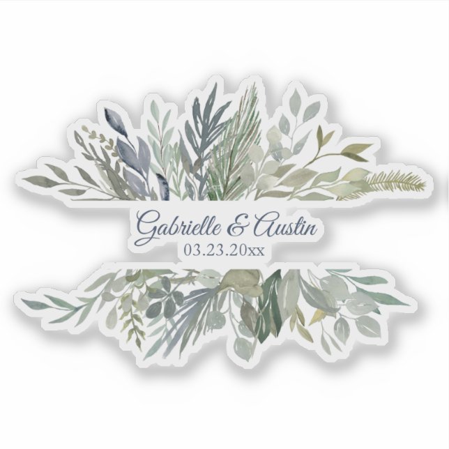 Woodland Foliage Newlyweds Sticker (Front)