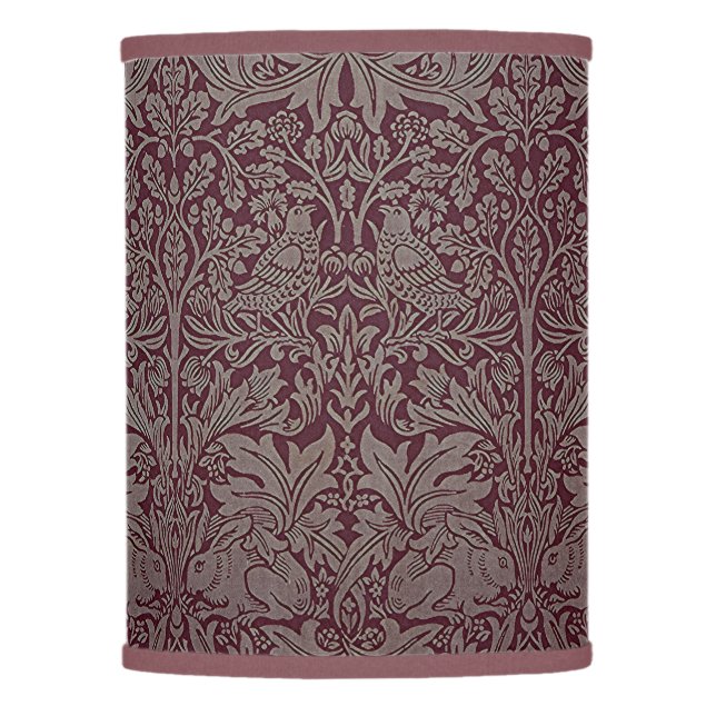 Woodland Foliage Red Rabbit William Morris Pattern Lamp Shade (Front)