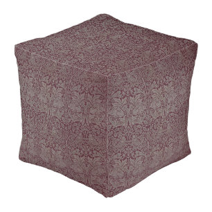 Woodland Foliage Red Rabbit William Morris Pattern Pouf