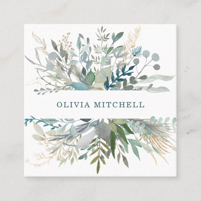 Woodland Foliage Square Business Card (Front)