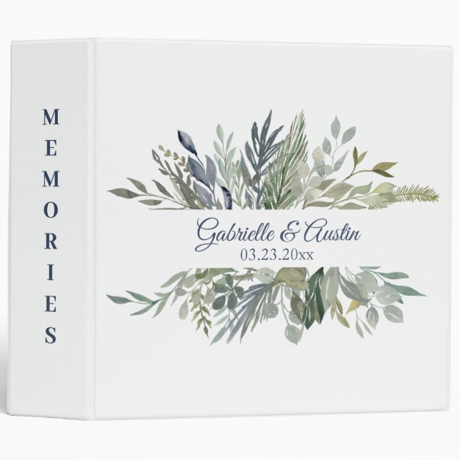Woodland Foliage Wedding Photo 3 Ring Binder (Front/Spine)