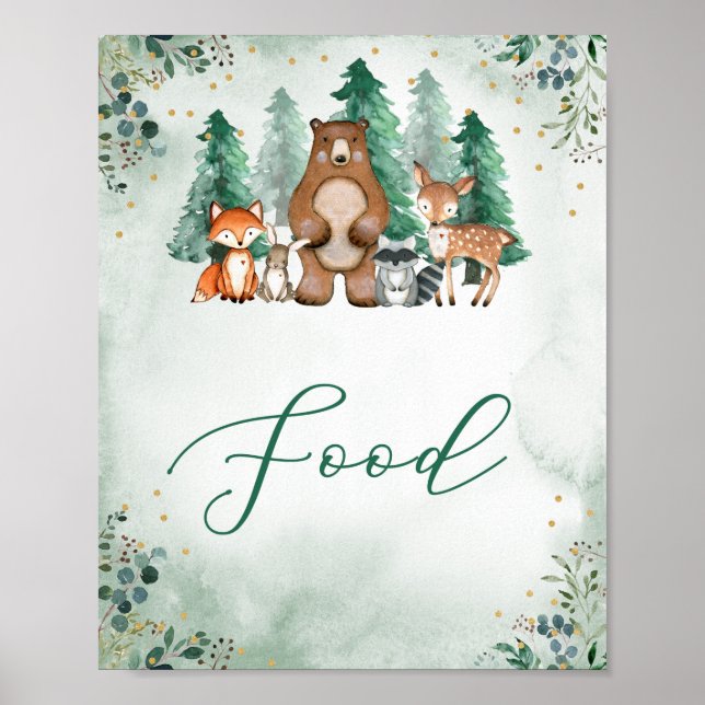 Woodland food sign forest animals Baby Shower (Front)