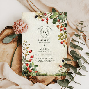 Woodland Foraged Berry Wedding Invitation