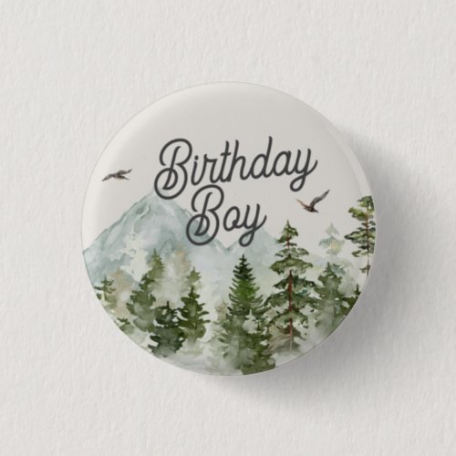  woodland forest adventure awaits birthday boy button