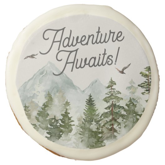 woodland forest adventure awaits favor sugar cookie (Front)