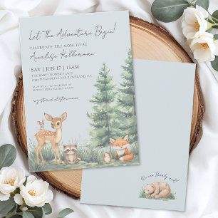 Woodland Forest Animal Adventure Baby Shower Invitation