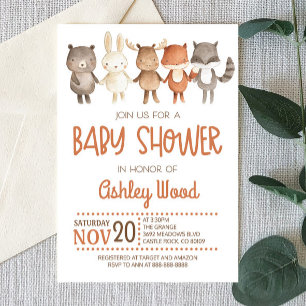 Woodland Forest Animal Baby Shower Invitation