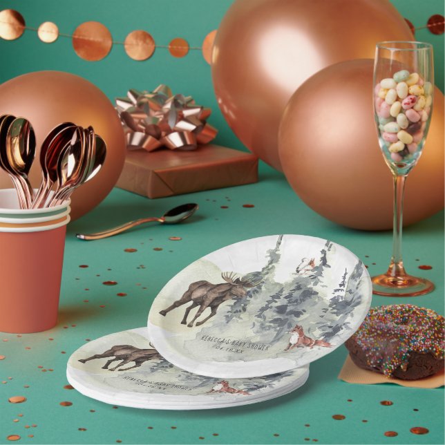 Woodland Forest | Animal Baby Shower Paper Plates (Multi)