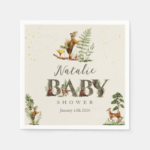 Woodland Forest Animal baby shower welcome sign Napkins