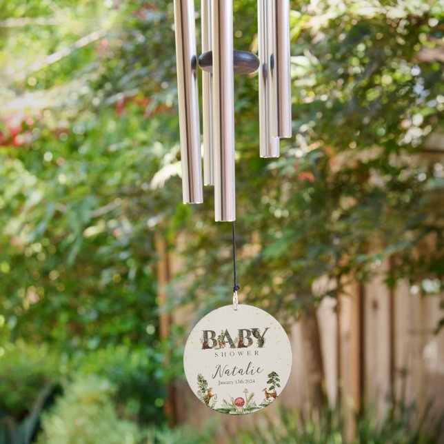 Woodland Forest Animal baby shower welcome sign Wind Chime (Backyard)
