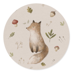 woodland forest animal classic round sticker