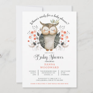 Woodland Forest Animal Owl Baby Shower Invitation