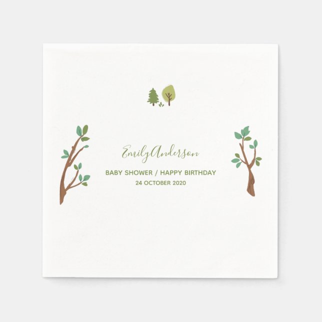 Woodland Forest Animal Rustic Illustration Napkins (Front)
