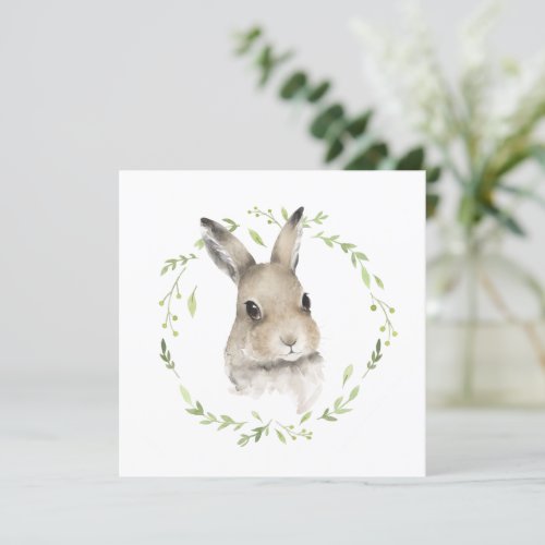 Woodland Forest Animal Watercolor Bunny Card