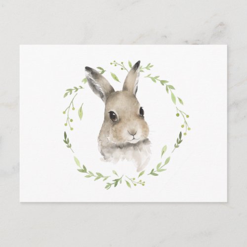 Woodland Forest Animal Watercolor Bunny Postcard