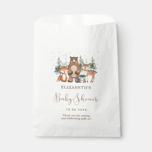 Woodland Forest Animal Wintry Greenery Baby Shower Favor Bag