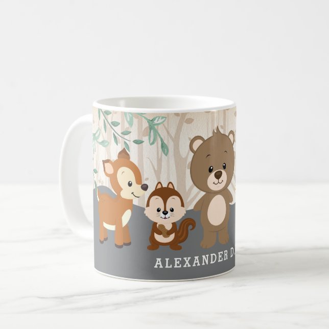 Woodland Forest Animals 1st Birthday Party Gift Coffee Mug (Front Left)