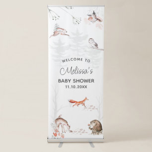 Woodland Forest Animals 1st Birthday Retractable Banner