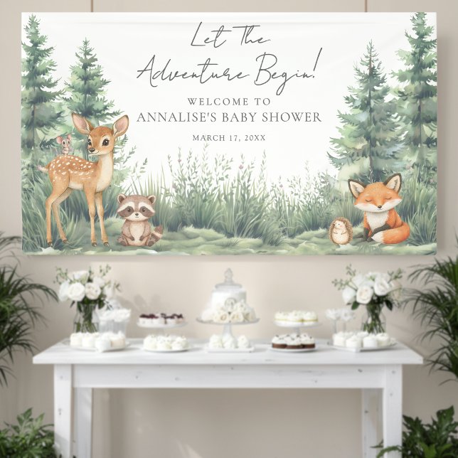 Woodland Forest Animals Adventure Baby Shower Banner (Woodland Forest Animals Adventure Baby Shower Banner )