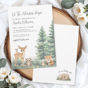 Woodland Forest Animals Adventure Baby Shower Invitation