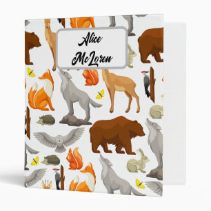 Woodland Forest Animals and Birds 3 Ring Binder
