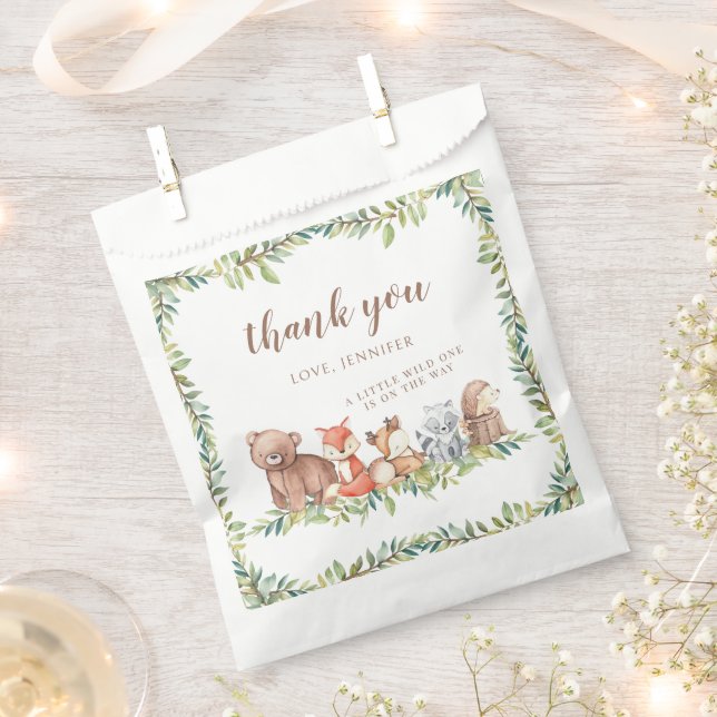 Woodland forest animals baby boy shower favor bags (Clipped)