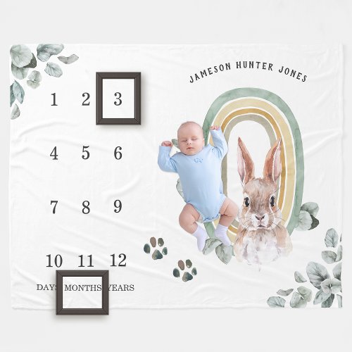 Woodland Forest Animals  Baby Milestone Blanket