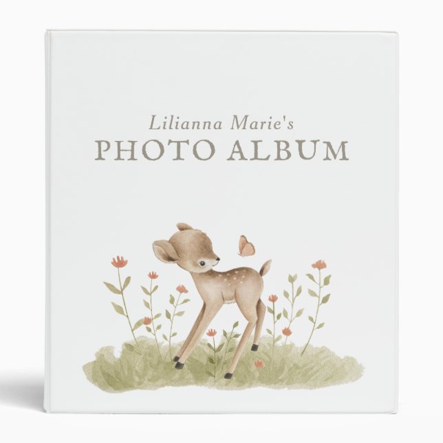 Woodland Forest Animals Baby Photo Album 3 Ring Binder (Front)