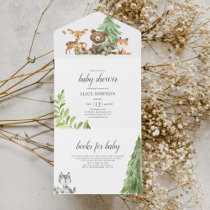Woodland Forest Animals Baby Shower All In On All In One Invitation