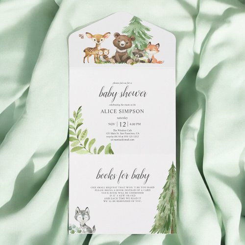 Woodland Forest Animals Baby Shower All In On All In One Invitation