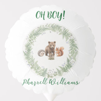 Woodland forest animals baby shower balloon