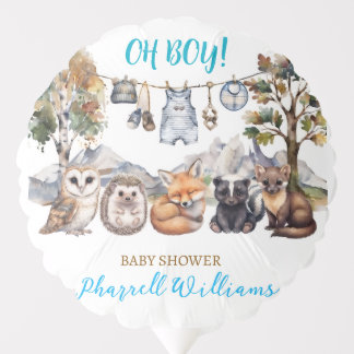 Woodland forest animals baby shower balloon
