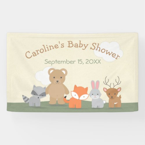 Woodland Forest Animals Baby Shower Banner