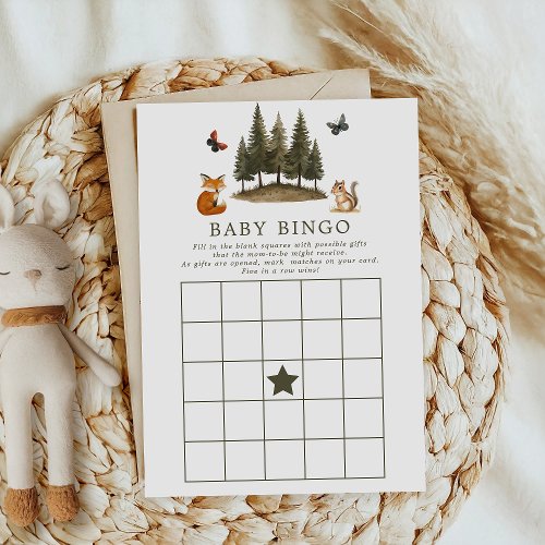 Woodland Forest Animals Baby Shower Bingo Game Invitation