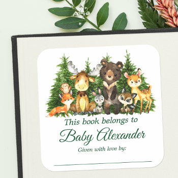 Woodland Forest Animals Baby Shower Book Labels by HappyMemoriesKidsCo at Zazzle