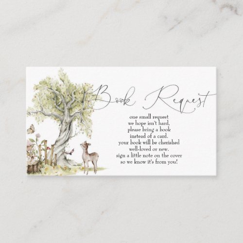 Woodland Forest Animals Baby Shower Book Request Enclosure Card